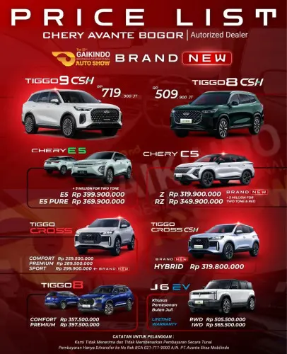 Pricelist Harga Chery sukatani 2025